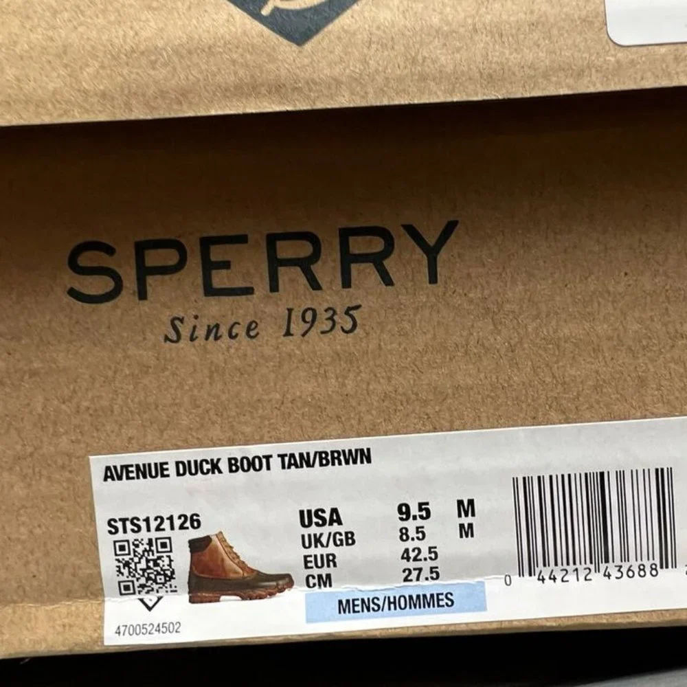 Sperry Mens Avenue Duck Boot Waterproof Tan Size 9.5 M